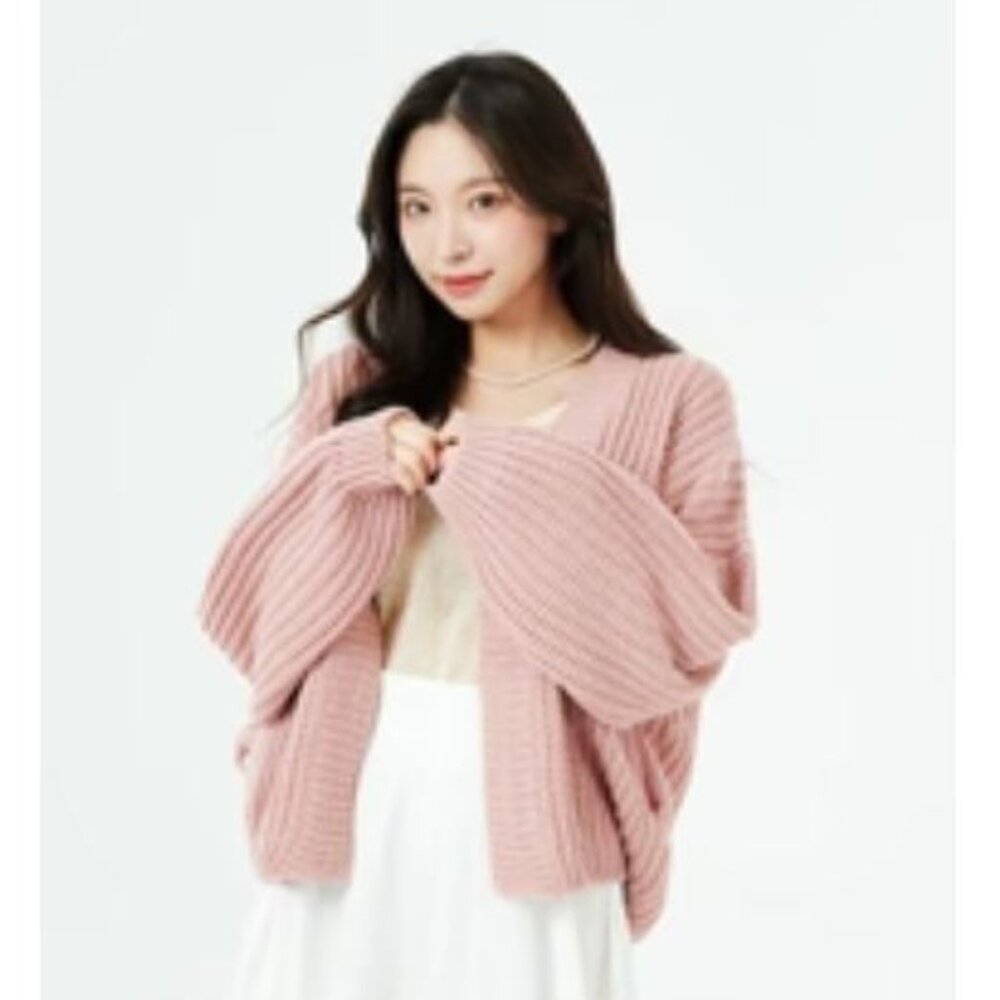 Lewkin Oversize Knit Cardigan Pink
